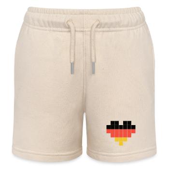 Pixel Heart Germany Flag - Kids Organic Sweat Shorts by Stanley/Stella - soft Ecru - Front