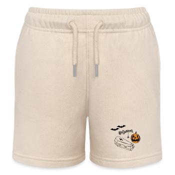 Halloween Kürbis Silhouette - Kinder Organic Joggingshorts Mini Bolter von Stanley/Stella - Natur - Vorne