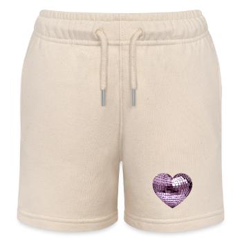 DISCO BALL LOVE #2 - peace & love - Short de jogging enfant bio Stanley/Stella - écru doux - Devant