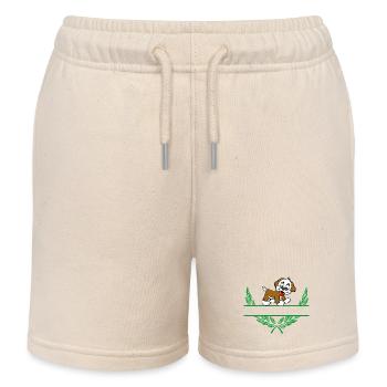 Doggie Laurel Wreath with Namespace - Kids Organic Sweat Shorts by Stanley/Stella - soft Ecru - Front