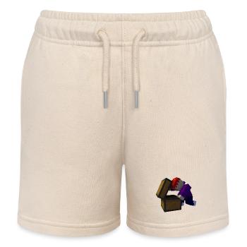 Voxel Treasure Chest Found - Kids Organic Sweat Shorts by Stanley/Stella - soft Ecru - Front