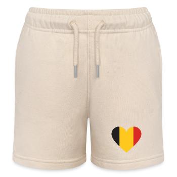 Humour,Belge, belgique, drapeau, frite, frites - Short de jogging enfant bio Stanley/Stella - écru doux - Devant