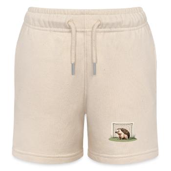 Igel vor Tor im Fußballfeld - Kinder Organic Joggingshorts Mini Bolter von Stanley/Stella - Natur - Vorne