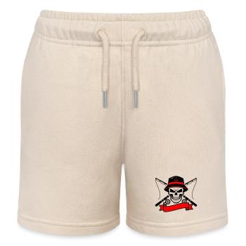 Skull Angler Crest Banner - Kids Organic Sweat Shorts by Stanley/Stella - soft Ecru - Front