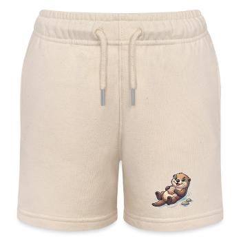 Loutre avec coquillage sur la plage - Short de jogging enfant bio Stanley/Stella - écru doux - Devant