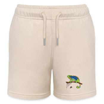 Chameleon On Branch with Spider Web - Kids Organic Sweat Shorts by Stanley/Stella - soft Ecru - Front