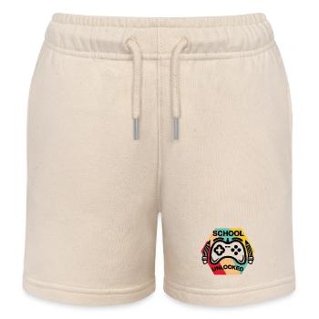 School Unlocked Gamer Badge - Kinder Organic Joggingshorts Mini Bolter von Stanley/Stella - Natur - Vorne