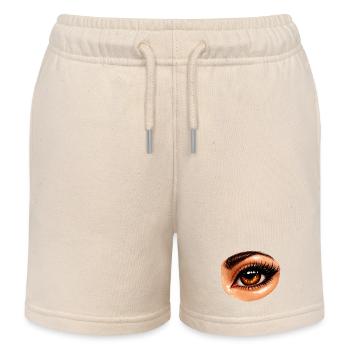 Œil brun flamboyant Gros plan - Short de jogging enfant bio Stanley/Stella - écru doux - Devant