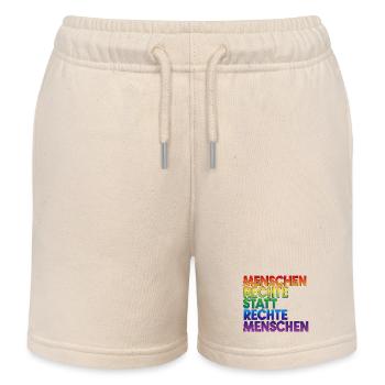 Regenbogen Statement Spruch Menschenrechte - Kinder Organic Joggingshorts Mini Bolter von Stanley/Stella - Natur - Vorne