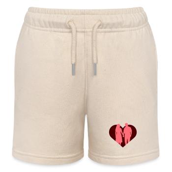 Couple Silhouette Love Romance Valentine's Day Boyfriend - Kids Organic Sweat Shorts by Stanley/Stella - soft Ecru - Front