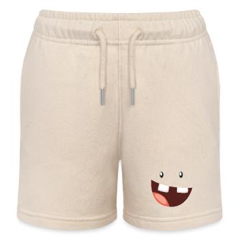 Funny monster with a big grin - Kids Organic Sweat Shorts by Stanley/Stella - soft Ecru - Front