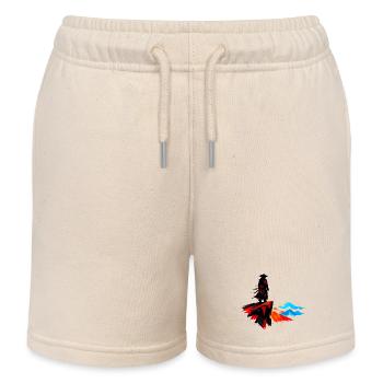 Dunkler Wanderer am Felsen - Kinder Organic Joggingshorts Mini Bolter von Stanley/Stella - Natur - Vorne