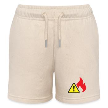 Icône solide d’alerte incendie Symbole de sécurité de flamme - Short de jogging enfant bio Stanley/Stella - écru doux - Devant