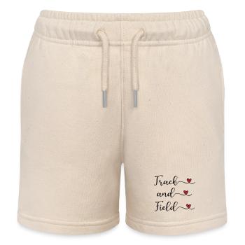 Logo manuscrit d’athlétisme avec des cœurs - Short de jogging enfant bio Stanley/Stella - écru doux - Devant