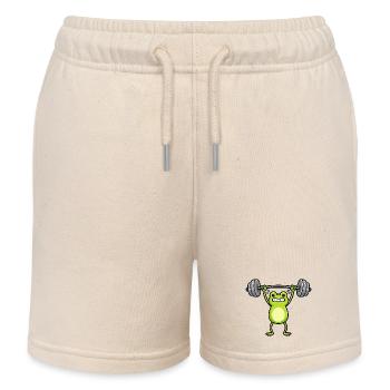 Süßer Frosch beim Fitness Training Cartoon - Kinder Organic Joggingshorts Mini Bolter von Stanley/Stella - Natur - Vorne