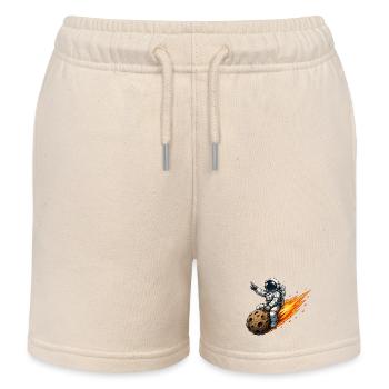Astronaut hits meteor rocket - Kids Organic Sweat Shorts by Stanley/Stella - soft Ecru - Front