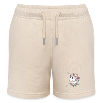 Jolie Licorne colorée pastel arc-en-ciel -couronne - Short de jogging enfant bio Stanley/Stella - écru doux - Devant