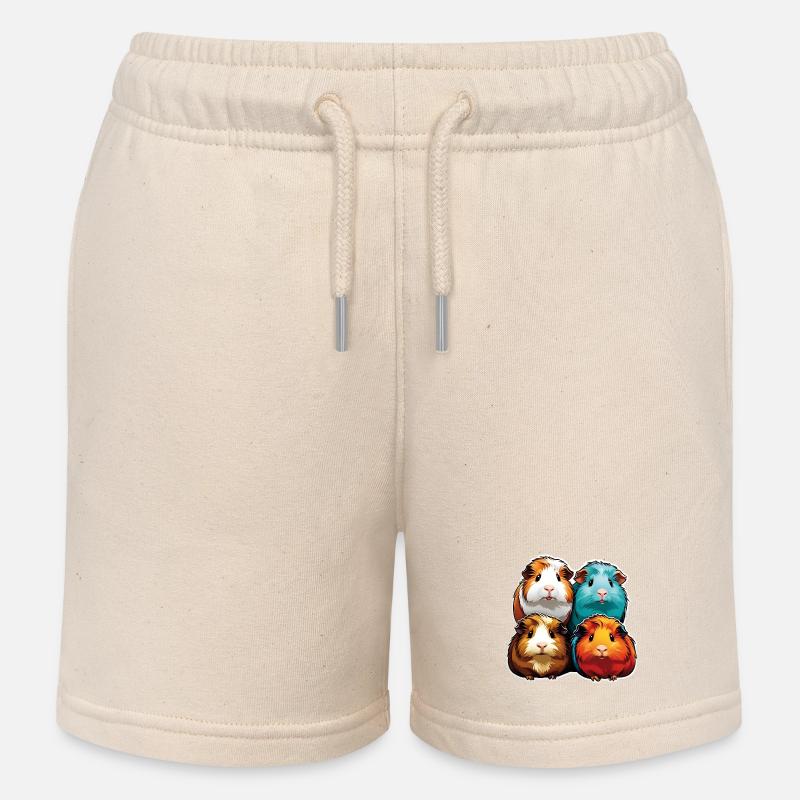 Quatre mignons cochons d’Inde - Short de jogging enfant bio Stanley/Stella - écru doux