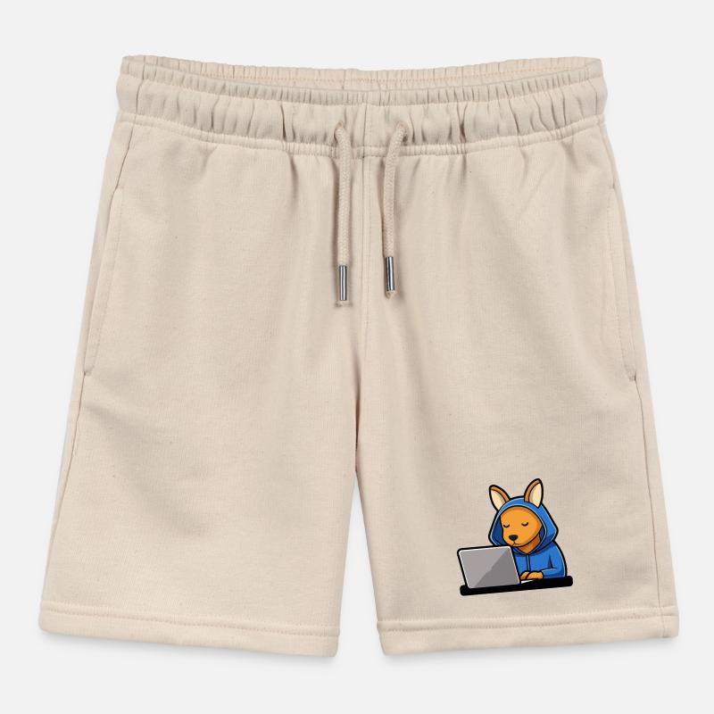 Mignon hacker kangourou en sweat à capuche devant PC Short de jogging enfant bio Stanley/Stella