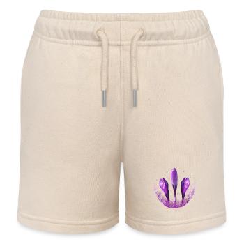 Crocuses Crocus Violet Flowers - Kids Organic Sweat Shorts by Stanley/Stella - soft Ecru - Front