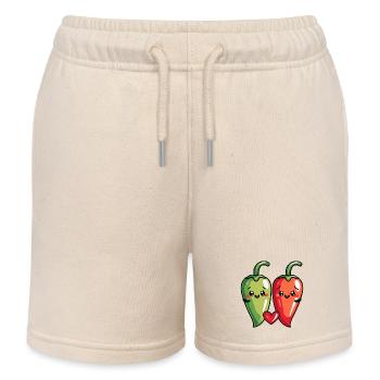 Chilli Paar Liebe Herz Lustig - Kinder Organic Joggingshorts Mini Bolter von Stanley/Stella - Natur - Vorne