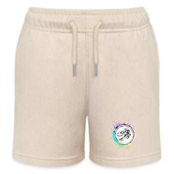 Dinosaurier Skelett T Rex Kopf - Kinder Organic Joggingshorts Mini Bolter von Stanley/Stella - Natur - Vorne