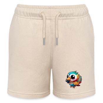 Cute Bird Party - Kids Organic Sweat Shorts by Stanley/Stella - soft Ecru - Front