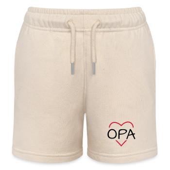 Cadeau papa coeur anniversaire noel - Short de jogging enfant bio Stanley/Stella - écru doux - Devant