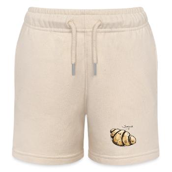 Delicious Bonjour croissant - illustration - Kids Organic Sweat Shorts by Stanley/Stella - soft Ecru - Front