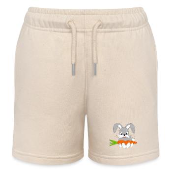 Lapin heureux avec la carotte - Short de jogging enfant bio Stanley/Stella - écru doux - Devant