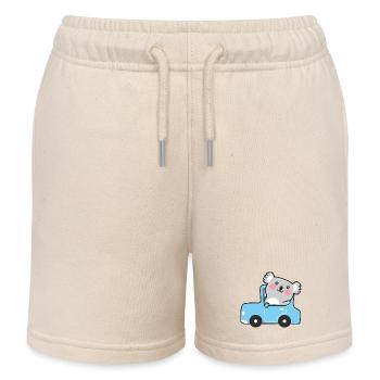 Koala in einem winzigen blauen Auto - Kinder Organic Joggingshorts Mini Bolter von Stanley/Stella - Natur - Vorne