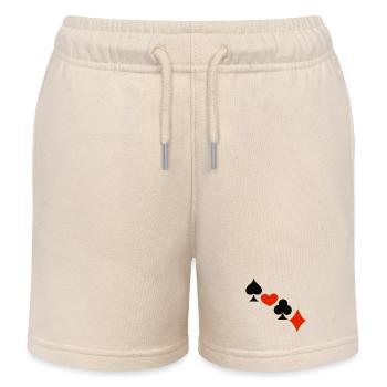 Luck in the game ... | Playing Cards | Gift - Kids Organic Sweat Shorts by Stanley/Stella - soft Ecru - Front