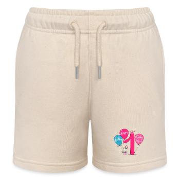 Joyeux anniversaire 1 bébé fille - Short de jogging enfant bio Stanley/Stella - écru doux - Devant