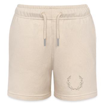 zarte gezeichnete Zweige als halber Kranz - Kinder Organic Joggingshorts Mini Bolter von Stanley/Stella - Natur - Vorne