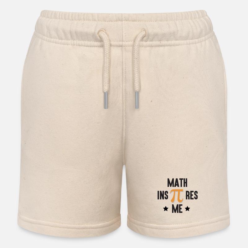 Pi Day - Math Inspires Me - Kids Organic Sweat Shorts by Stanley/Stella - soft Ecru