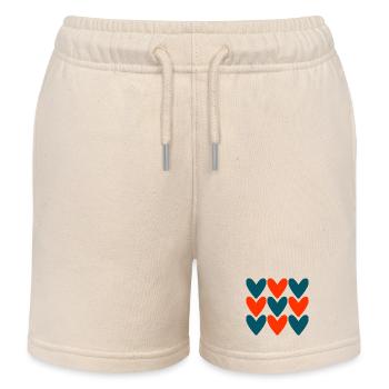 HERZ. HERZ. VALENTINSTAG. LIEBE. LIEBE. PAAR. - Kinder Organic Joggingshorts Mini Bolter von Stanley/Stella - Natur - Vorne