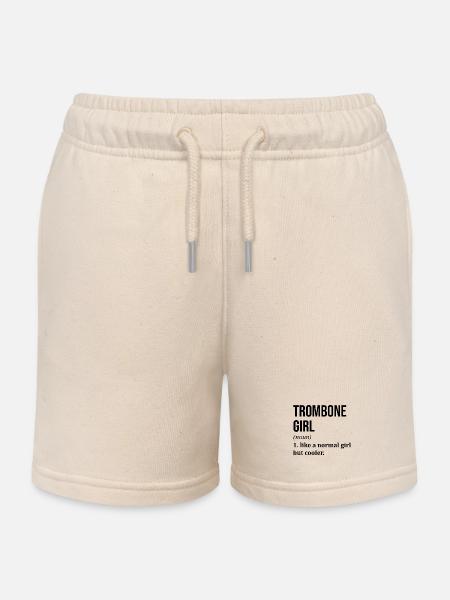 Trombone Trombone Trombone - Kids Organic Sweat Shorts by Stanley/Stella - soft Ecru