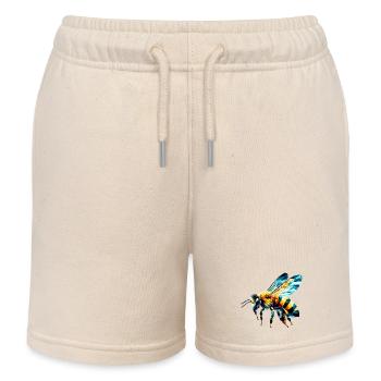 Polygonal Bee - Kids Organic Sweat Shorts by Stanley/Stella - soft Ecru - Front