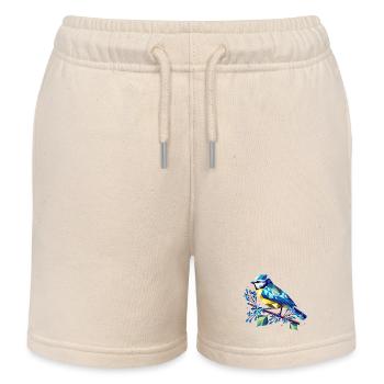 Bleu charmant sur une branche de lilas - Short de jogging enfant bio Stanley/Stella - écru doux - Devant
