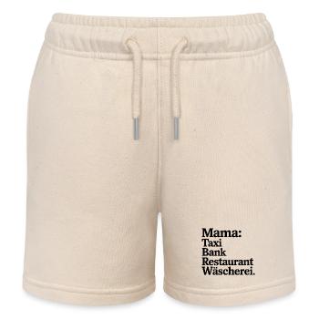 Mama: Taxi Bank Restaurant Wäscherei - Kinder Organic Joggingshorts Mini Bolter von Stanley/Stella - Natur - Vorne