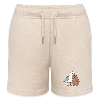 Nordsee Möwe Braun Bär Freundschaft Liebe anlehnen - Kinder Organic Joggingshorts Mini Bolter von Stanley/Stella - Natur - Vorne