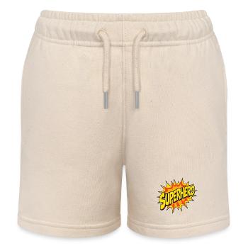 Comic Book Style Superhero Design - Kids Organic Sweat Shorts by Stanley/Stella - soft Ecru - Front