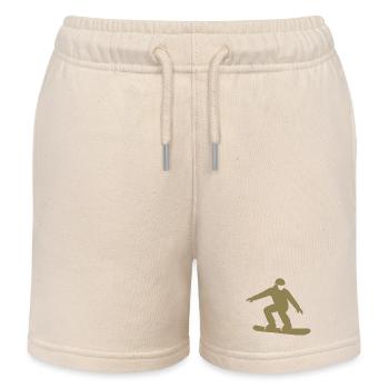Snowboarder Silhouette Winterurlaub Wintersport - Kinder Organic Joggingshorts Mini Bolter von Stanley/Stella - Natur - Vorne
