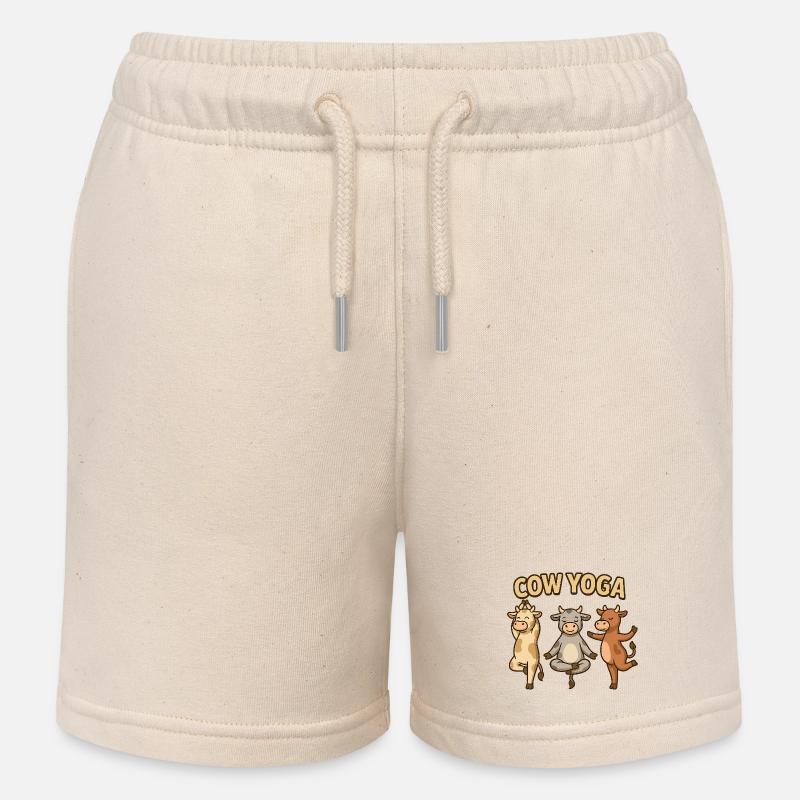 Illustration de yoga de vache - Short de jogging enfant bio Stanley/Stella - écru doux