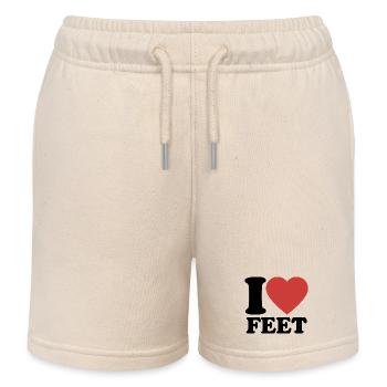 J’aime les pieds - Cœur - Pied - Short de jogging enfant bio Stanley/Stella - écru doux - Devant