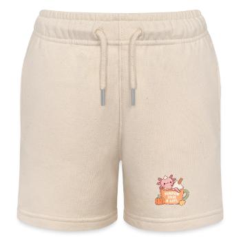 Cute Axolotl In Coffee Cup Pumpkin Spice A Lotl - Kids Organic Sweat Shorts by Stanley/Stella - soft Ecru - Front