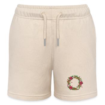 Lavishly decorated Christmas wreath with decoration - Kids Organic Sweat Shorts by Stanley/Stella - soft Ecru - Front