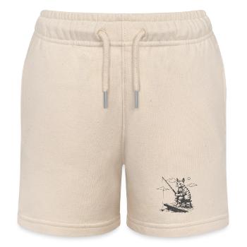 Nocturnal Cat Angler - Kids Organic Sweat Shorts by Stanley/Stella - soft Ecru - Front