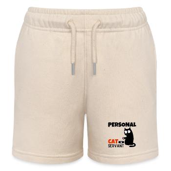 Chat personnel Serviteur Maman drôle Papa Amoureux des chatons - Short de jogging enfant bio Stanley/Stella - écru doux - Devant