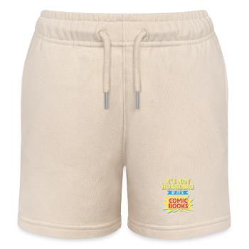 It's Not Hoarding If It's Comic Books Art Tee - Kids Organic Sweat Shorts by Stanley/Stella - soft Ecru - Front